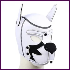 Animal Head Mask White Puppy Hood Full Face Mask Full Head Mask Sexy Dog Head