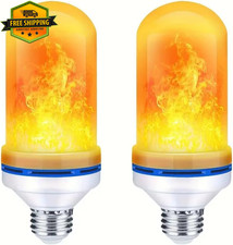 2 Pack LED Flame Effect Light Bulbs E26 Flickering Fire Bulb Halloween Decor