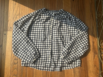 #ad Gap Women#x27;s Peasant Blouse Med Gingham Checkered Fall Picnic Cozy Buttons $16.99