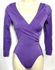 Vintage Danskin Purple Surplice Long-Sleeved Leotard Made in USA Medium M