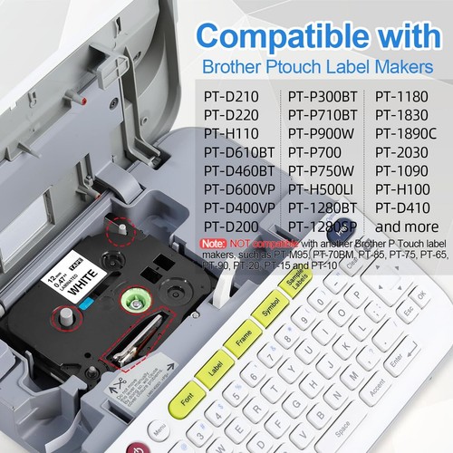 Tze Ruban 12mm Compatible Tze-231 Tze 231 Brother P-touch Ruban 12mm Noir sur... - Photo 2/8