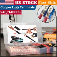 240Pcs Battery Cable Lug Wire Electrical Eyelets Ring Terminal Connectors Ends