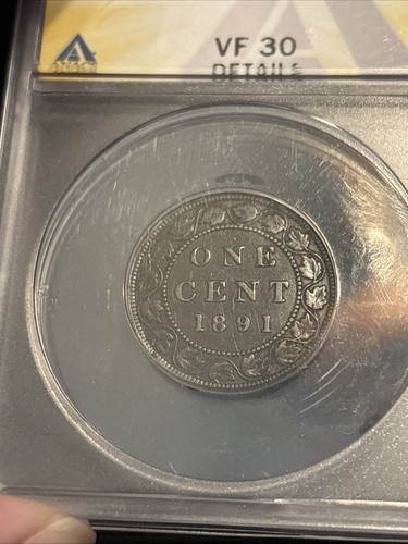 1891 Canada Penny Anacs Vf30 Details 1c 1 Cent One Cent - Picture 9 of 16