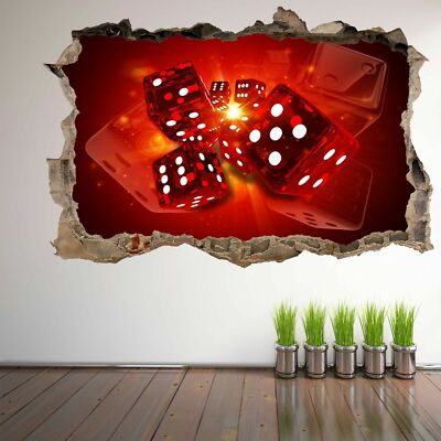 Casino Dices 3D Wall Art Sticker Mural Decal Poster Pub Decor HC15 Casino Dices 3D Wall Art Sticker Mural Decal Poster Pub Decor HC15