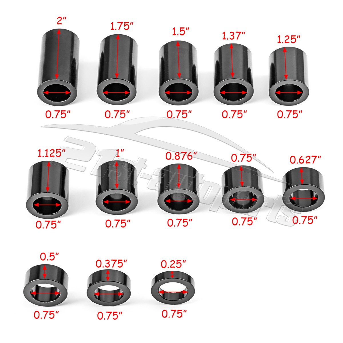 Cycle Standard 14 Piece Aluminum Wheel Axle Spacer Kit - 1.5 Inch O.D - Foto 10