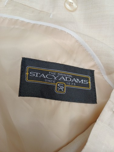 Vtg Stacey Adams Mens Suit Set 2 Pcs Beige Blazer 52R Pants 47R / 44x29.5 - Picture 10 of 12