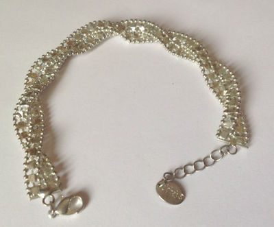 Bracelet Vintage Argenté Avec Cristaux Et éclats Diamant - Pièce Ancienne Authentique