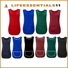 Tabbard Apron Front Pocket Workwear Catering Cleaning Uniform S-3XL UK