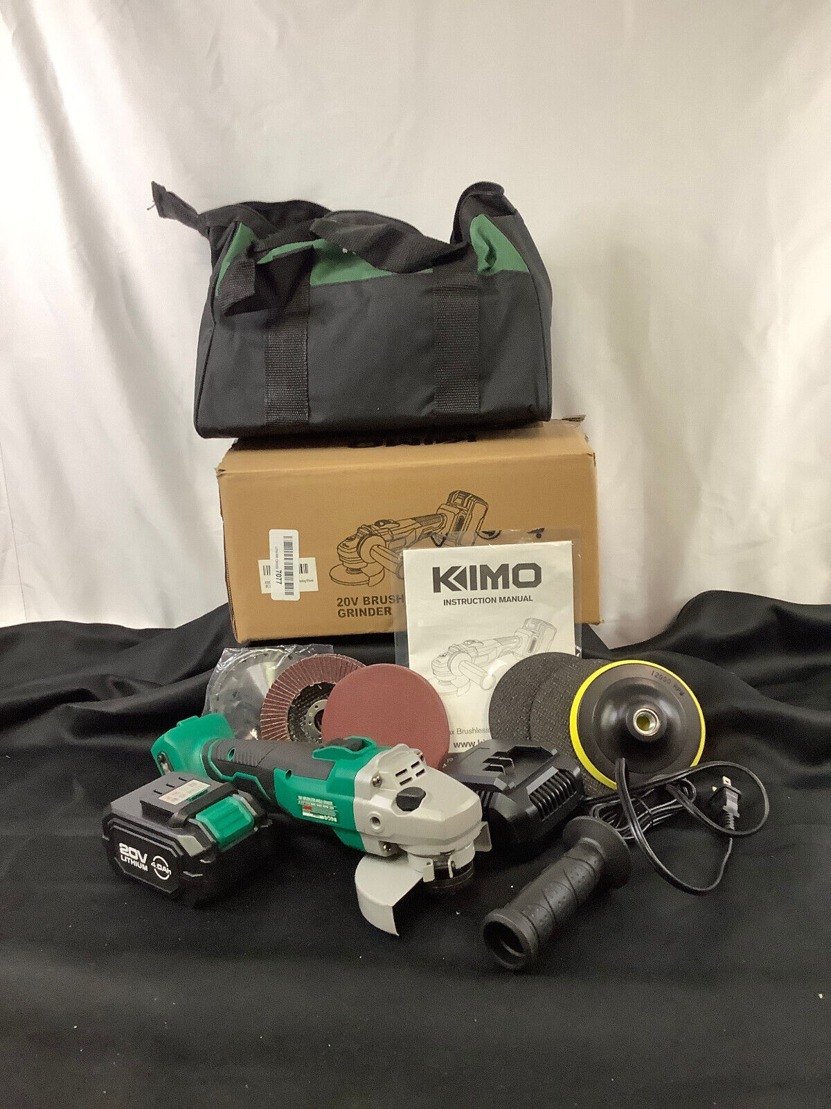 KIMO 7601 20V Max 4.0Ah Li-Ion Battery Cordless Brushless Angle Grinder  eBay