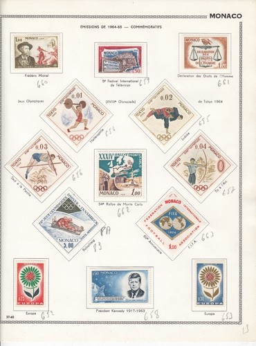 TIMBRE MONACO SERIES ENTRE LES ANNEES 1963 & 1972 NEUFS * GOMME SUR CHARNIERE - Picture 5 of 24