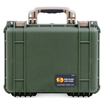 OD Green & Tan Pelican 1450 case. With foam.