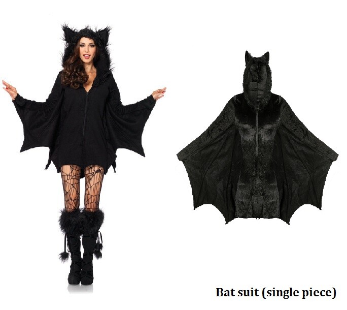 Adult Women Vampire Bat Costume Cosplay Jumpsuit Halloween Fancy Dress