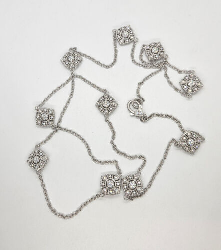 JUDITH RIPKA Sterling Silver Diamonique Station Necklace 36" - Picture 6 of 10