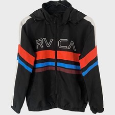 Rvca Va Team Zip-up Windbreaker Jacket Women's Small Detachable Hood Long Sleeve