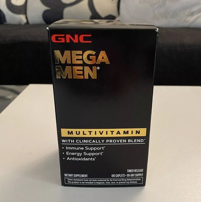 NEW GNC Mega Men Multivitamin 180 Caplets Free Shipping!! Exp. 8/26