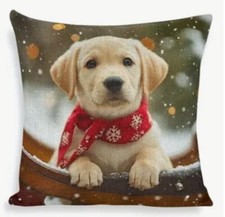 Golden Retriever Puppy Double Sided Christmas Throw Pillow Cover Home Decor