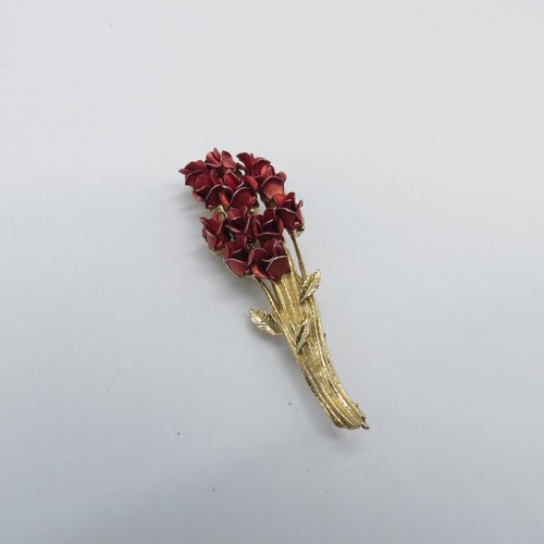 Spilla spilla David Monn DM bouquet di rose tono oro rosso prodotta nel 1997 - Foto 7 di 10