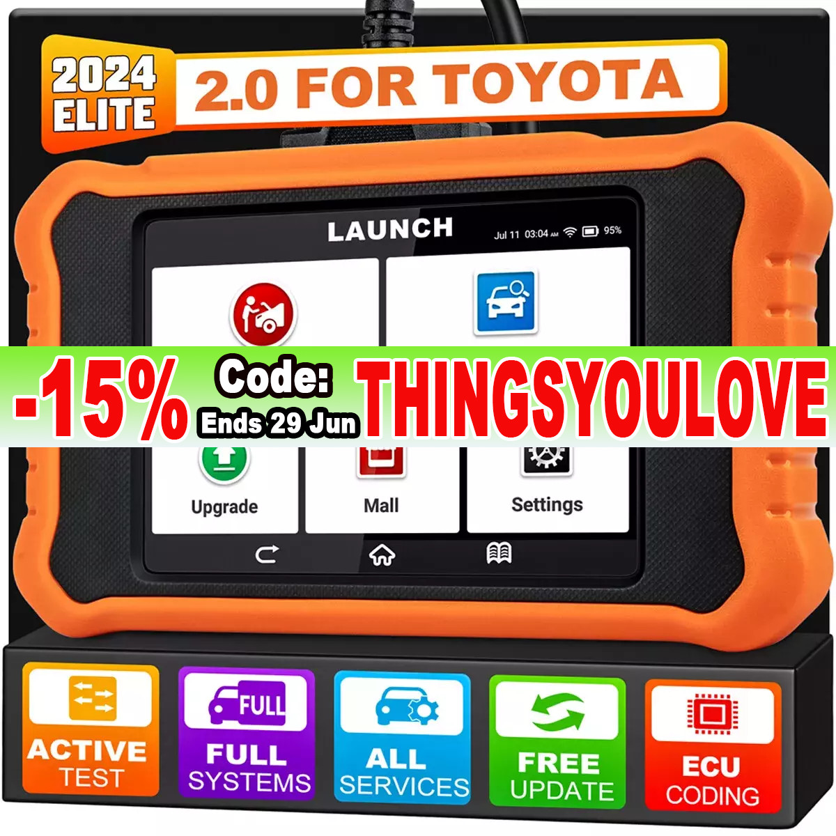 LAUNCH X431 ELITE 2.0 For TOYOTA Car OBD2 Scanner Full Systems Diagnostic Tools