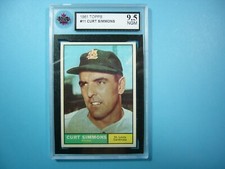 1961 TOPPS MLB BASEBALL CARD #11 CURT SIMMONS KSA 9.5 NGM SHARP+ '61 TOPPS GL