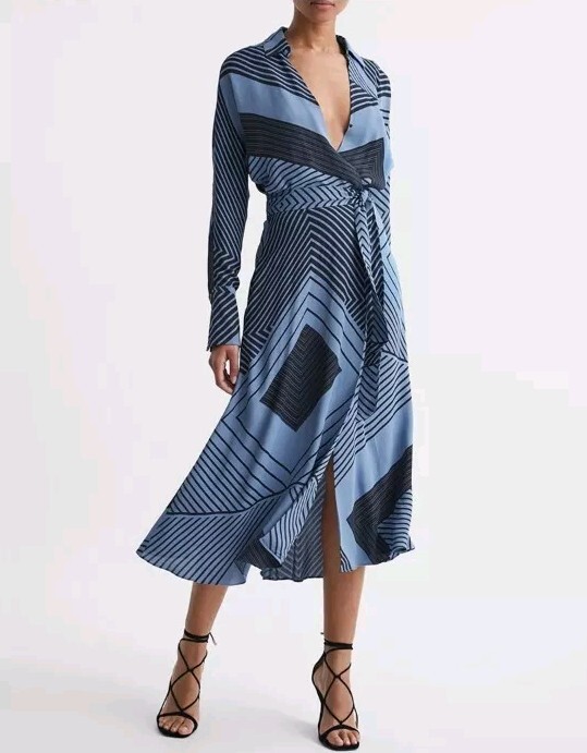 BNWT REISS BLUE GEOMETRIC STRIPED MIDI BELTED DRESS SIZE 6 | eBay BNWT REISS BLUE GEOMETRIC STRIPED MIDI BELTED DRESS SIZE 6 | eBay