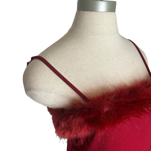 Show Me Your MuMu Red Valentine Kara Faux Fur Embellished Mini Cocktail Dress M - Picture 6 of 15