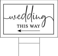 Wedding This Way Directional Arrow Lawn Yard Sign Single, Pack of 3, 1