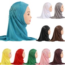 Kids Girls Muslim Hijab One Piece Shawl Wrap Amira Scarf Instant Headscarf Niqab