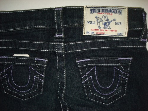 New Girls NWT $106 True Religion Brand Jeans 5 Legging Jegging Blue Purple Dark