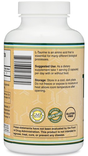 Taurine Supplement 1000mg - 180 Capsules | Amino Acid for Health & Longevity - Picture 3 of 5