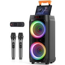 JYX Karaoke Machine with 2 Wireless Microphones for Adults, 8" Big Bluetooth ...