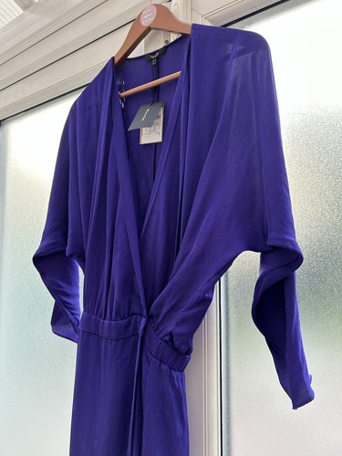 Mini abito avvolgente in raso viola MASSIMO DUTTI NUOVO CON ETICHETTA TAGLIA 8 - Foto 6 di 13