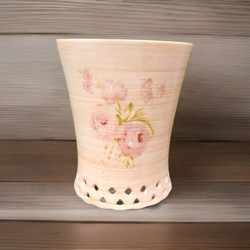 Laura Ashley Lifestyles Badezimmer rosa Rosendruck Keramik Abfallkorb Vintage