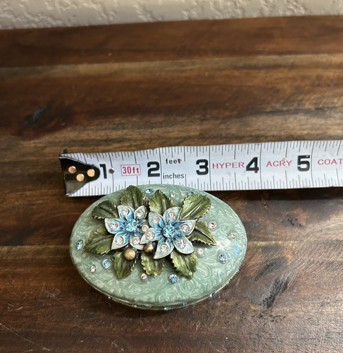 Vintage Decorative Trinket Box with Floral Design & Rhinestone Accents - Picture 9 of 11
