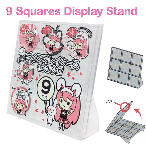 Display Stand 9 Square for Tin Badge Pinback Button Key Chain Made in Japan - Picture 1 of 19