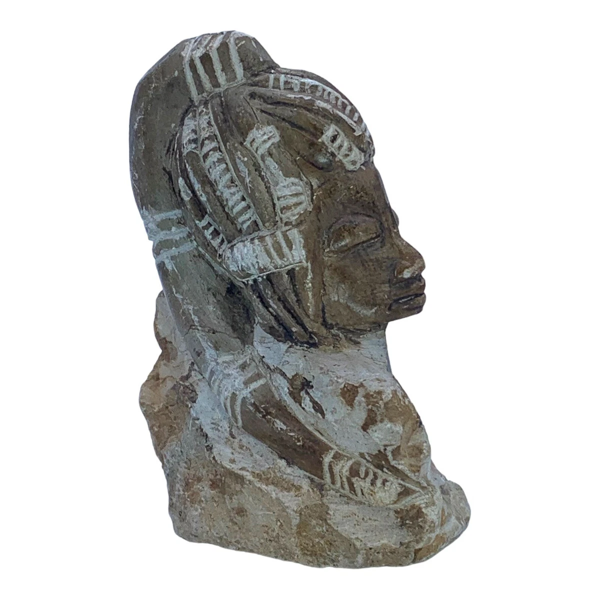 Vintage African Stone Bust Sculpture Woman Africa Tribal 4.5