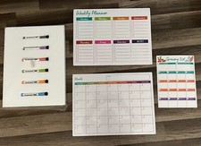Magnetic Dry Erase Whiteboard Calendar for Fridge Set of 3 - Plus 6 Markers NEW