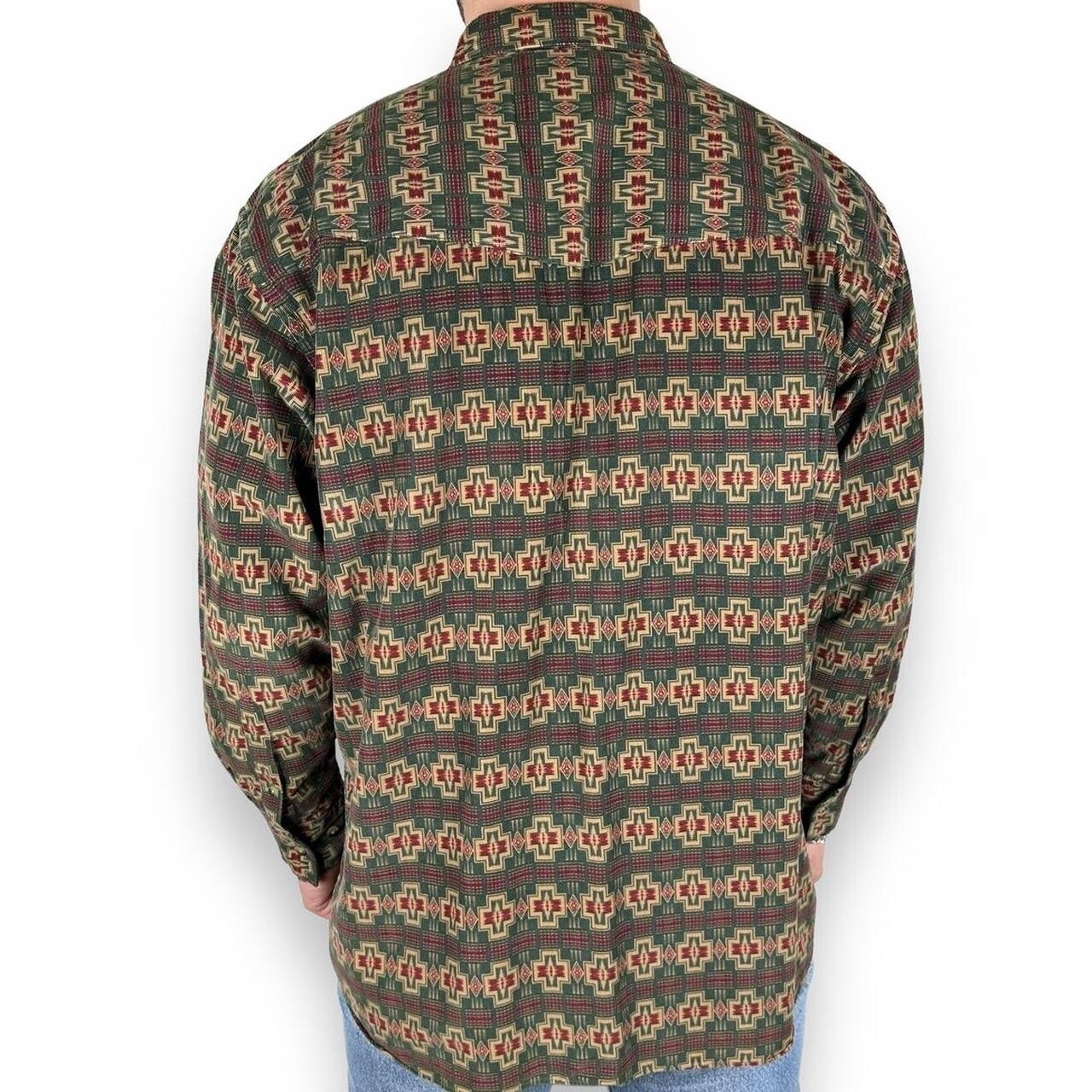 Vtg Pendleton Aztec Patterned Corduroy Button Dow… - image 5