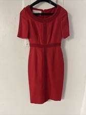 VALENTINO Size 4 Red Silk Wool Short Sleeve Cocktail Dress