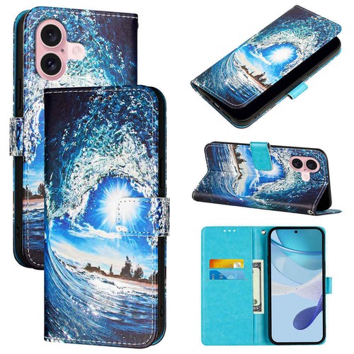 For iPhone 16 15 14 13 Pro Max Patterned Wallet Card Holder Leather Case Cover - Picture 12 of 34