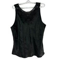 Cinema Etoile Vintage Womens Black Sleeveless Lace-Trimmed Top Size XL
