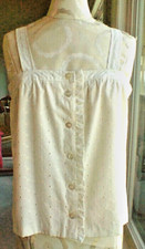 VTG TOP CAMISOLE Size 12 - CREAM / ECRU COLOR - STRAPS- LINED EYELET - UNWORN