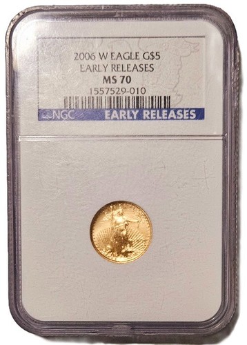 2006 W 1/10oz American Gold Eagle $5 Early Releases NGC MS70 Coin bullion round