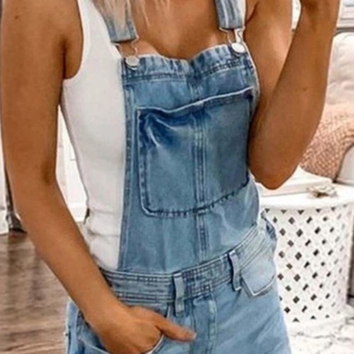Womens Denim Dungarees Jeans Pants Pockets Jumpsuits Overalls Trousers Bib Pants - Picture 7 of 28