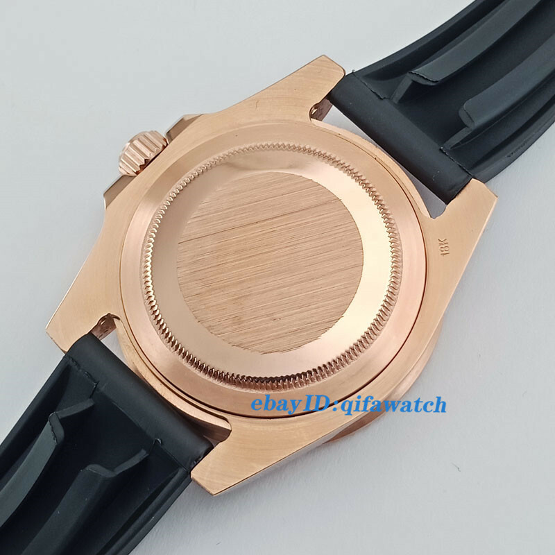 40mm BLIGER Rose gold case brown dial sapphire crystal automatic men