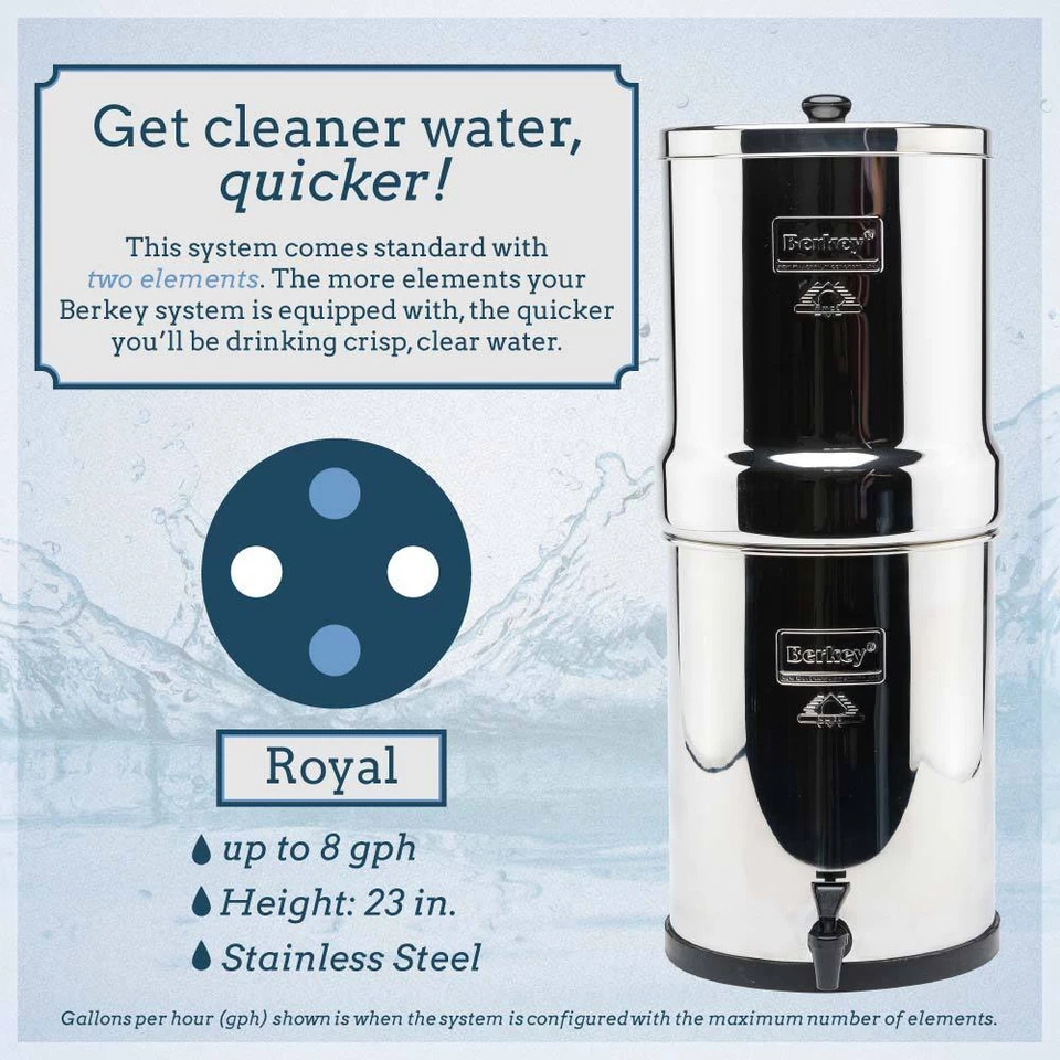Brand New Royal Berkey Gravity-Fed Water Filter System with 2 Black Elements - Image 2 of 4