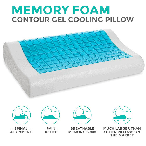 Cooling Pillow Orthopedic Memory Foam Contour Cervical Gel Firm Head