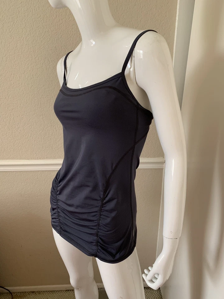 ZELLA стали синий спагетти ремень танец студии собранными в Рюш Майка с внутренний бюстгальтер Sz S - Изображение 3 из 4