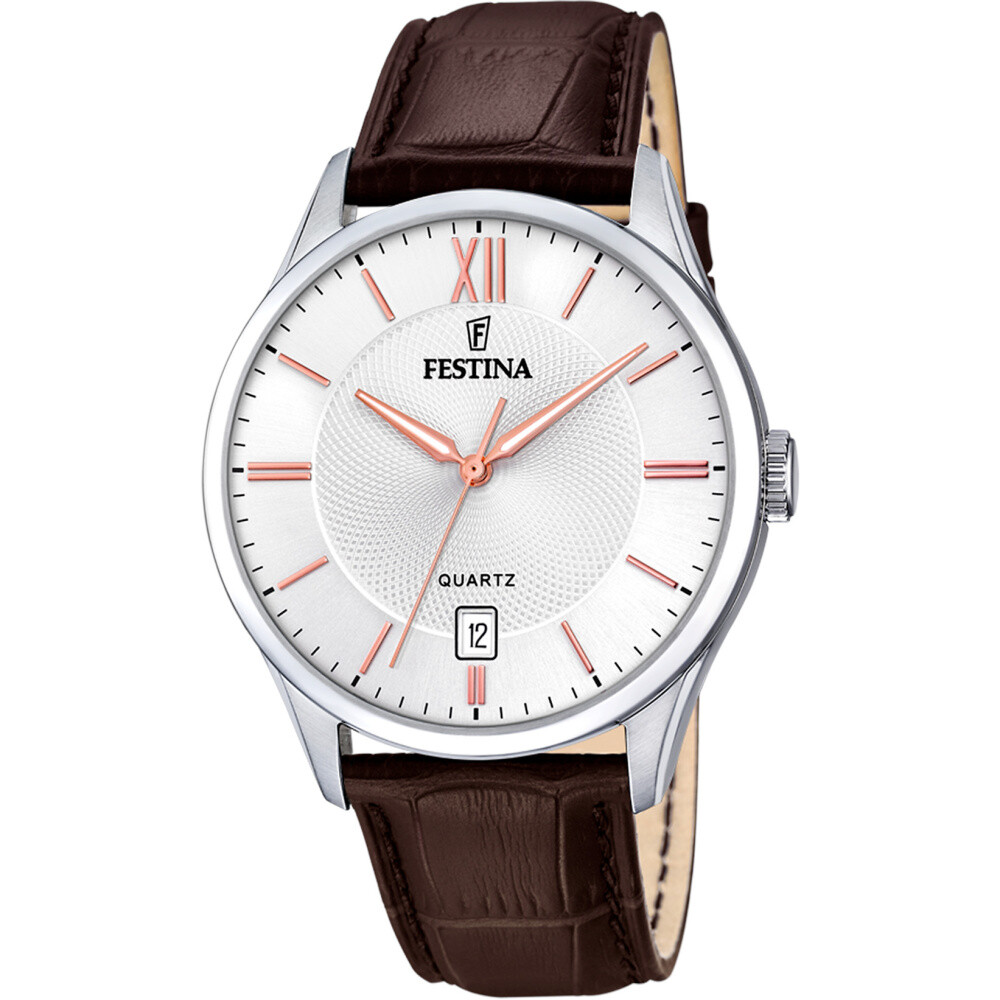Festina Herrenuhr F20426-4 Серебряная светодиодная лента Braun 43 мм