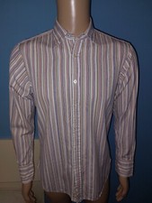CAMICIA UOMO MANICA LUNGA A RIGHE MULTICOLOR BALLANTYNE TAGLIA S 100% COTONE