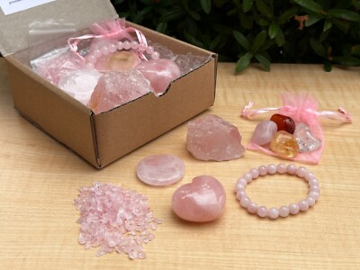 Love Crystal Box - Heart, Bracelet, Worry Stone, Tumbled , Raw and Chips Stone